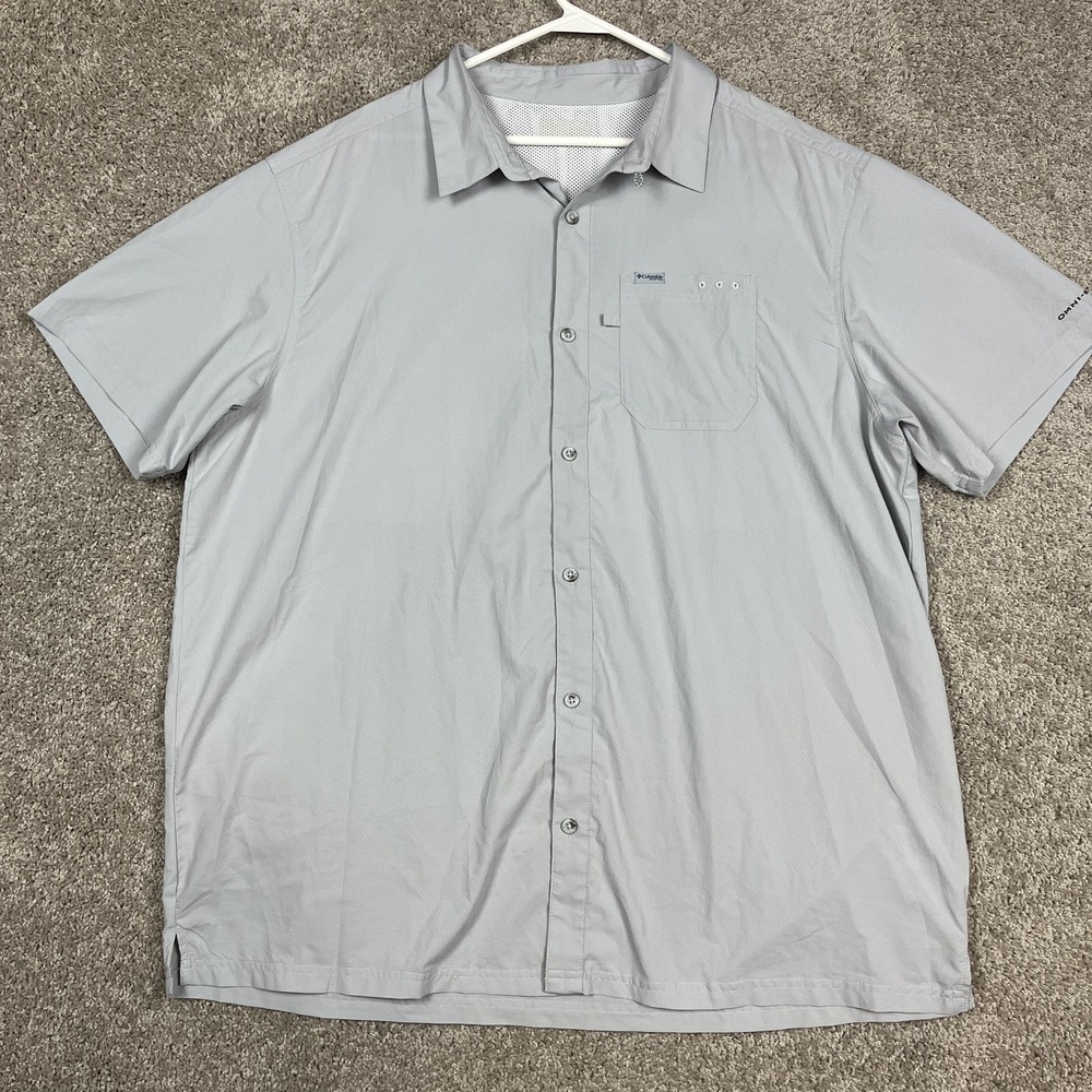 Columbia PFG Shirt Mens 2XL‎ Gray Omni-Shade Vented Fishing Outdoor Short Sleeve